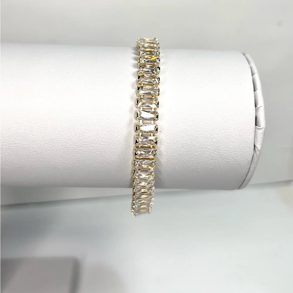 14k gold filled baguette tennis bracelet - Picture 1 of 5